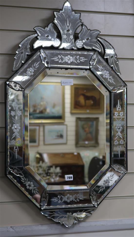 A Venetian style wall mirror W.53cm